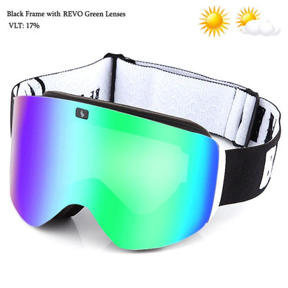 Ski Goggles with Magnetic Double Layer Yellow Lens Skiing Anti-fog UV400 Snowboard Goggles Men Women Ski Glasses Eyewear Set