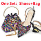 New Fashion Gold Color Shoes and Bags To Match Set Nigeria Party Women's Wedding Bag and Shoe Set Decorated with Rhinestone