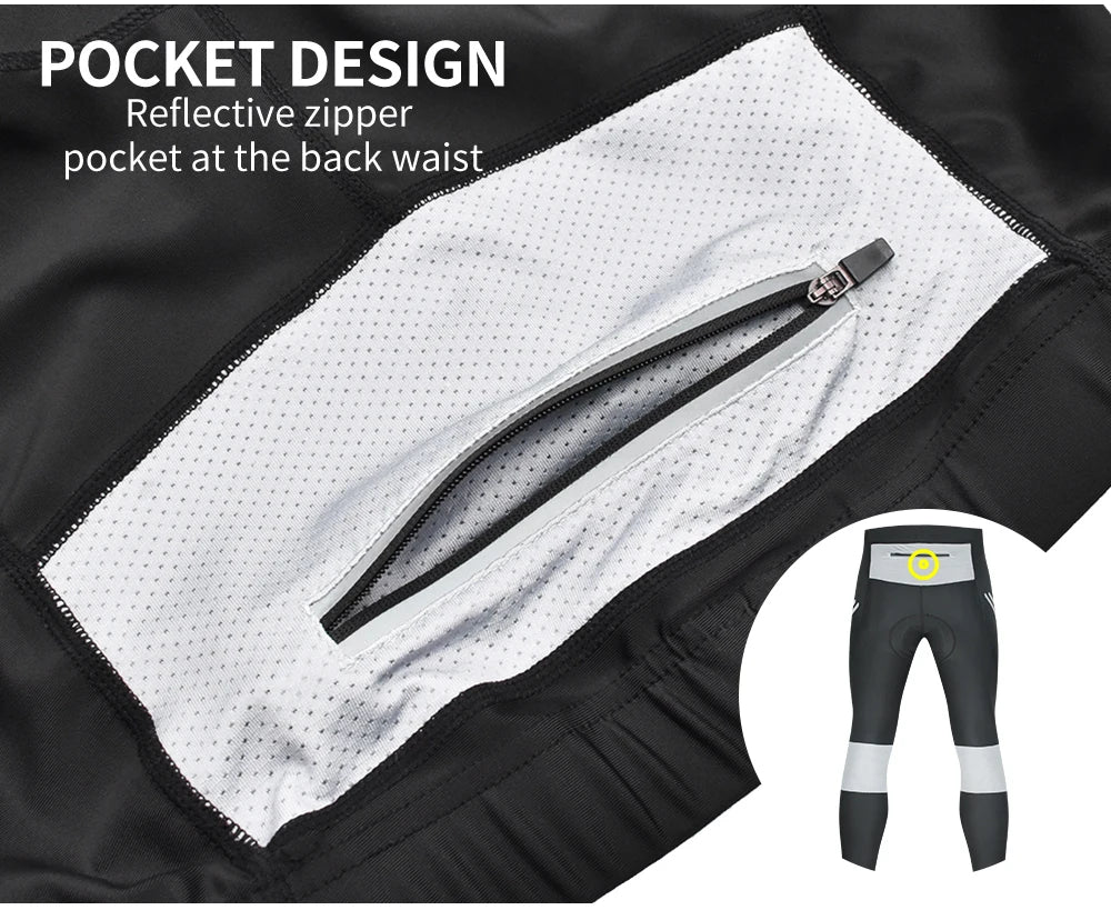 WOSAWE Men Cycling Tights Autumn Long Pants Shockproof Padded Tight Fitting MTB Bike Downhill Mountain Bicycle Leggings