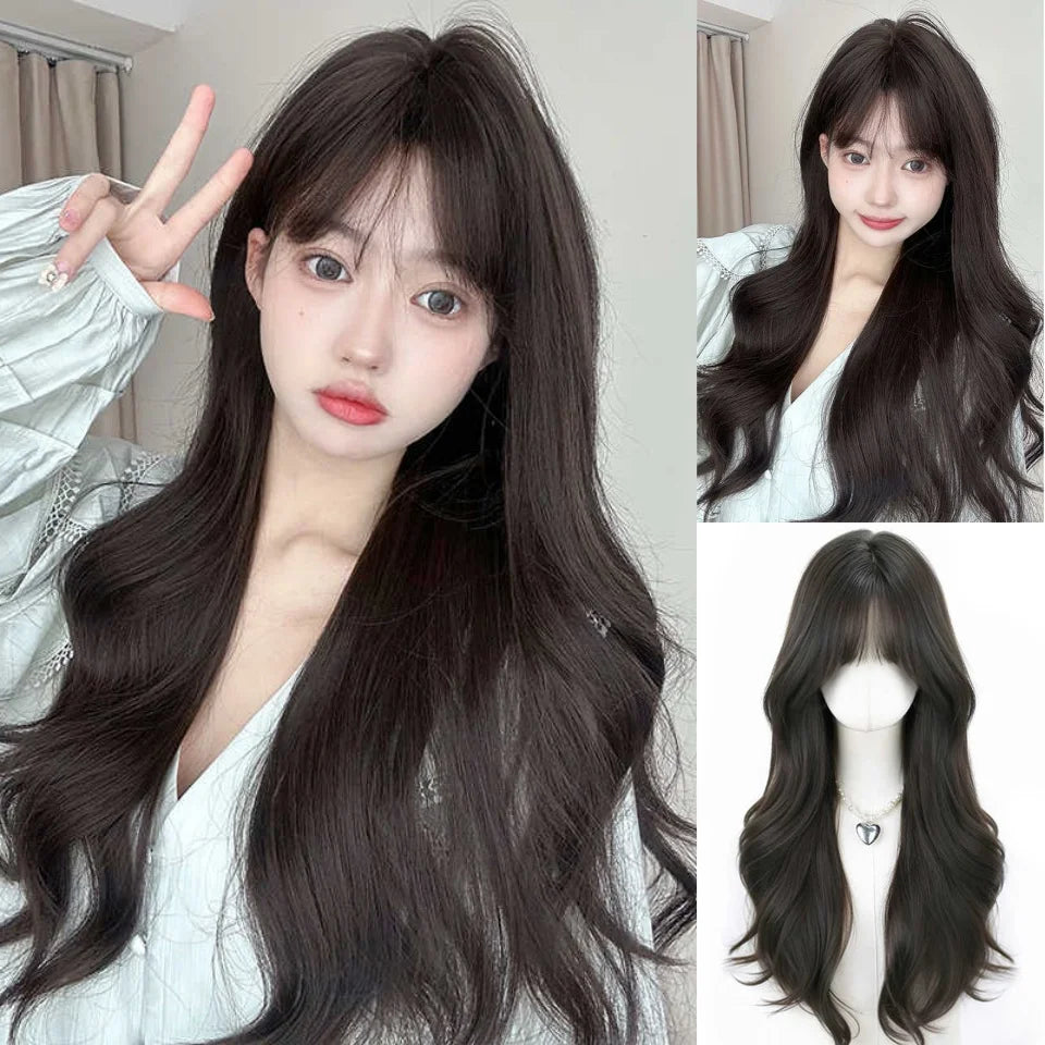 Synthetic Short Lolita Cosplay Christmas Halloween Bob Brown Blonde LM Wig With Long Curly Ponytail Natural Fake Hair for Women