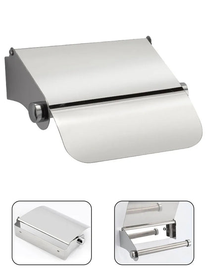 Toilet Roll Paper Holder Organizer Wall Mount Storage Stand Kitchen Bathroom No Drill Paper Stand Tissue Dispenser