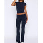 2 Piece Sets for Women Summer Sports Outfits Short Sleeve Solid Sexy Slim Crop T-Shirts Pants Leggings Y2K Clothes Streetwear