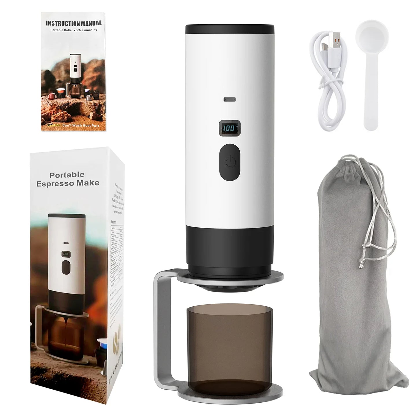 Xiaomi Youpin Coffee Machine Wireless Electric Portable Espresso Coffee Machine Camp Digital Display Capsule Powder Coffee Maker