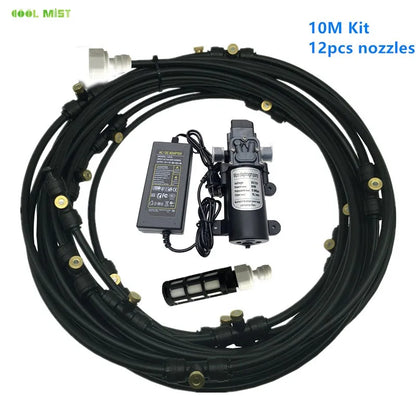 A29 Outdoor Misting Cooling System 12V Water Pump Kit Fog Nozzle For Greenhouse Garden Patio 8M -18M Timer Smart Irrigation Kits