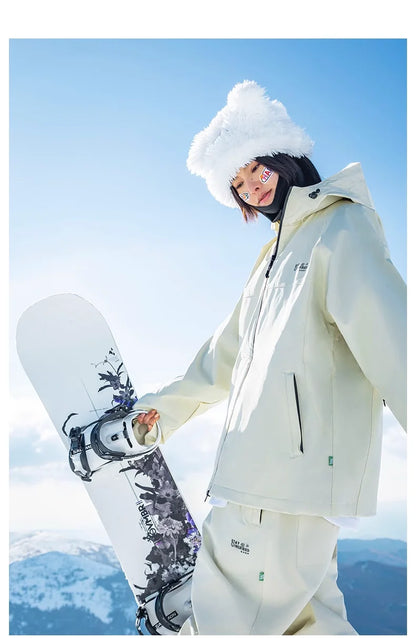 John snow 2024 New Male female couple Single and double board Ski suit set Loose type waterproof keep warm Ski pants ski jackets