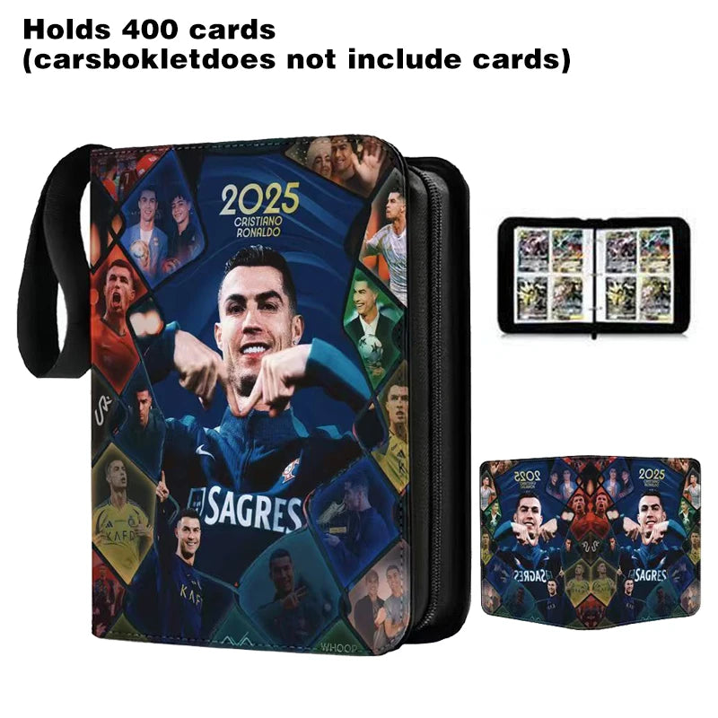 2026 World Cup Football Star Ronaldo Messi Mbappé 400/900pcs Album Book Folder Card Slots Collections Zipper Card Binder Holder