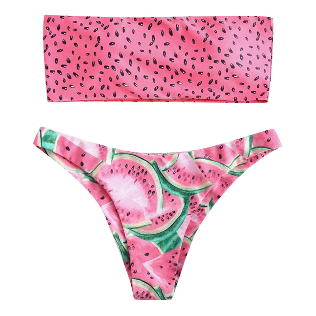 Bikinis Sets Swimsuit For Women Print Tube Up Two Pieces Bikini Push-Up Swimwear Beachwear For WomenFeminine Bikinis