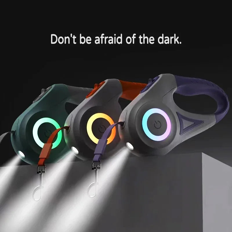 LED Light Retractable Dog Leash
