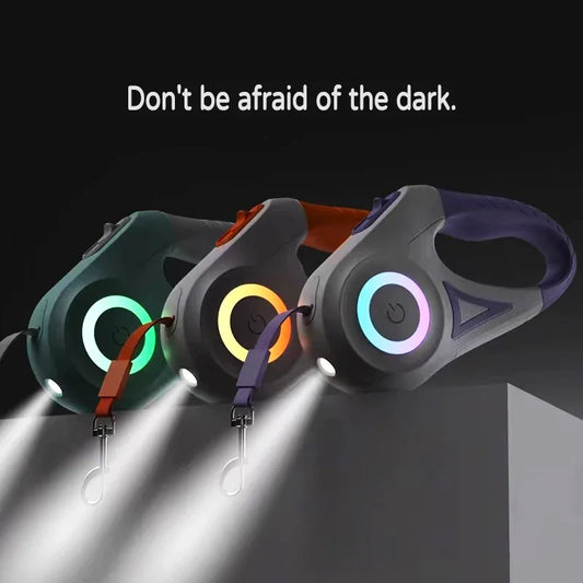 LED Light Retractable Dog Leash