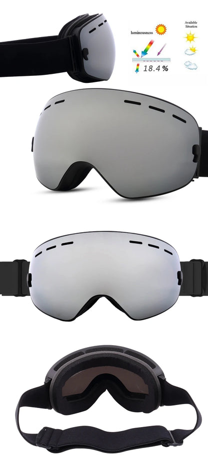 PHMAX Ski Goggles Men Snowboard Glasses Women Winter Outdoor Snow Sunglasses UV400 Double Layers Lens Anti-Fog Skiing Goggles