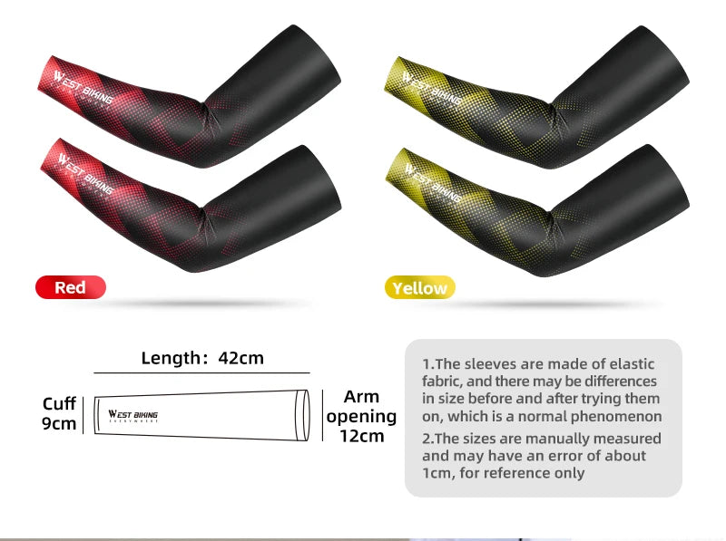 WEST BIKING Summer Sunproof Arm Sleeves UV Protection Seamless Digital Printing Cycling Running Sleeves Cooling Sport Gear