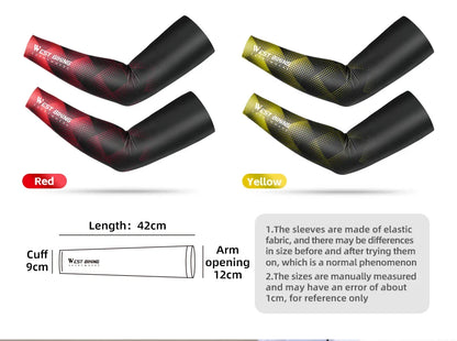 WEST BIKING Summer Sunproof Arm Sleeves UV Protection Seamless Digital Printing Cycling Running Sleeves Cooling Sport Gear