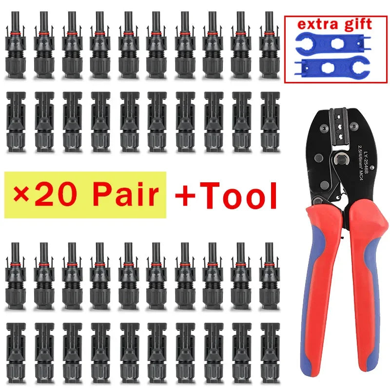200/100/40/20/10 Pcs Photovoltaic Solar Connectors - 1000V 30A, 2.5/4/6mm² for PV/MC Cable, Panel Connectors Kit