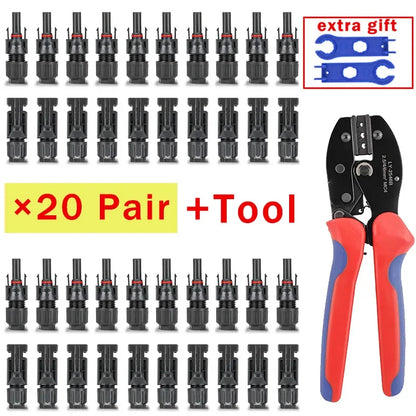 200/100/40/20/10 Pcs Photovoltaic Solar Connectors - 1000V 30A, 2.5/4/6mm² for PV/MC Cable, Panel Connectors Kit