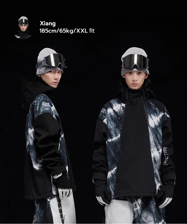 VECTOR Men and Women Splicing Skiing Skiing Top Waterproof Windproof Warm Durable Indoor and Outdoor Skiing Snowboard Jacket