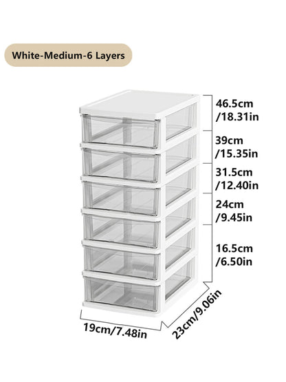 2-6Layers Medium Desktop Storage Box with Drawer Heightened Table Organizer Plastic Office storage cabinet  for home Stationery