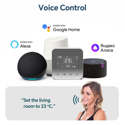 Beok Tuya Wifi Smart Thermostat Battery Powered Mirror LCD Display Gas Boiler Temperature Controller Support Alexa Google Home