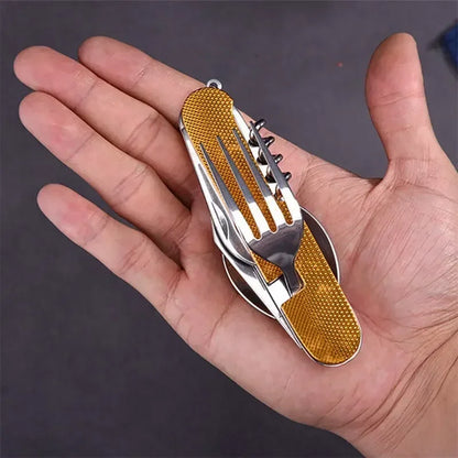 Foldable Camping Utensil Set - Multi-Functional Knife, Fork, Spoon Combo for Outdoor Activities and Sports Camping Picnic Travel