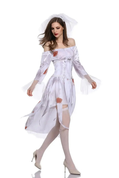 Dress for Female Devil Cosplay Party Devil Corpse Bride Costumes Halloween Women Scary Vampire Costume Clothes Witch Dresses \