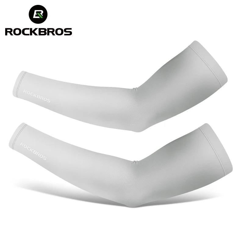 ROCKBROS Bicycle Arm Sleeves Ice Silk Sun UV Protection Sports Cycling Arm Sleeves Cover Breathable Running Fitness Arm Sleeves