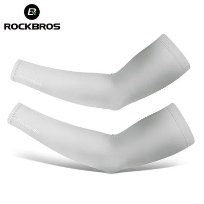 ROCKBROS Bicycle Arm Sleeves Ice Silk Sun UV Protection Sports Cycling Arm Sleeves Cover Breathable Running Fitness Arm Sleeves