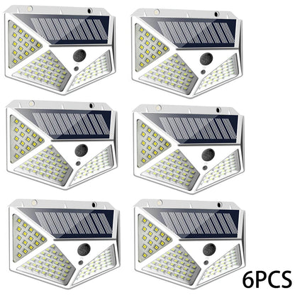 1-12 Pack Solar Lights Outdoor 100 LED Wall Lamp Motion Sensor Lights Waterproof Solar Street Light for Garden Porch Yard Garage