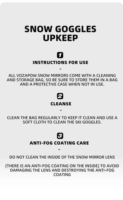 Vozapow Ski Goggles Magnetic Double Layer Anti Fog Professional Skiing Mask Men Women Super View Snowboard UV400 Snow Sunglasses