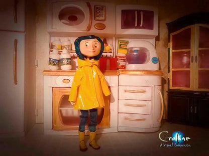 Horror Fairytale Movies Coraline Cosplay Costume Wig Size Halloween Party Scary Yellow Coat Secret Door Adult Kid Roleplay Suit