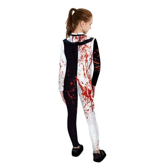 Terrifier Clown Cos Costume Boy Girls Halloween Scary Jumpsuits Carnival Party Bodysuit Kids Horror Stage Performances Outfit