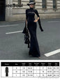 Halloween Gothic Grunge Punk Women Dress Long Sleeve Lace Slim Black Dresses 2025 New Y2K Harajuku Lolita Fairy Core Party Dress