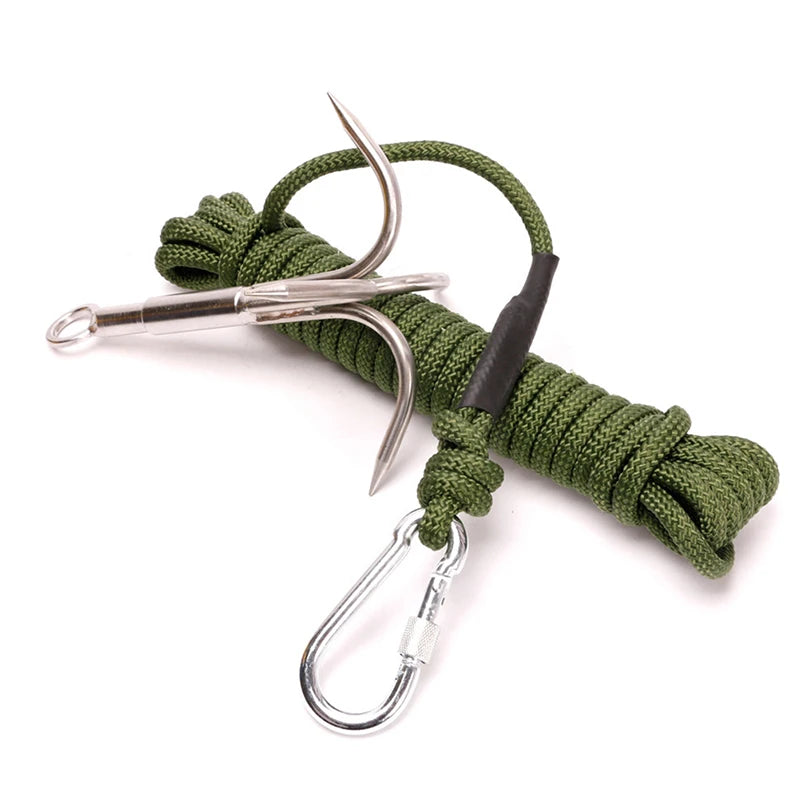 Stainless Steel Climbing Claw Ice Rock Hook Hiking Tool Large Mountaineering Flying Grappling Hook Outdoor Survival Accessories