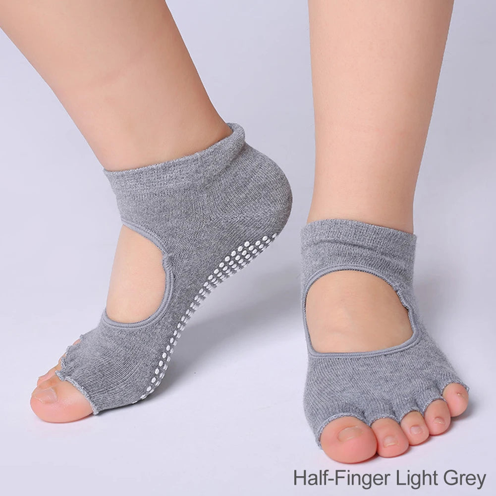 Women Colorful Yoga Socks Non-Slip Ladies Dance Socks Cotton Healthy Sports Five-toed Socks