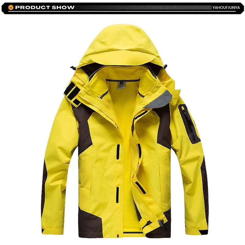Winter Men Triple Windbreak Thick Warm Removable Hooded Jacket Men Autumn Hiking Outdoor Travel Camping Skiing Jacket Coat Male