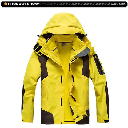 Winter Men Triple Windbreak Thick Warm Removable Hooded Jacket Men Autumn Hiking Outdoor Travel Camping Skiing Jacket Coat Male