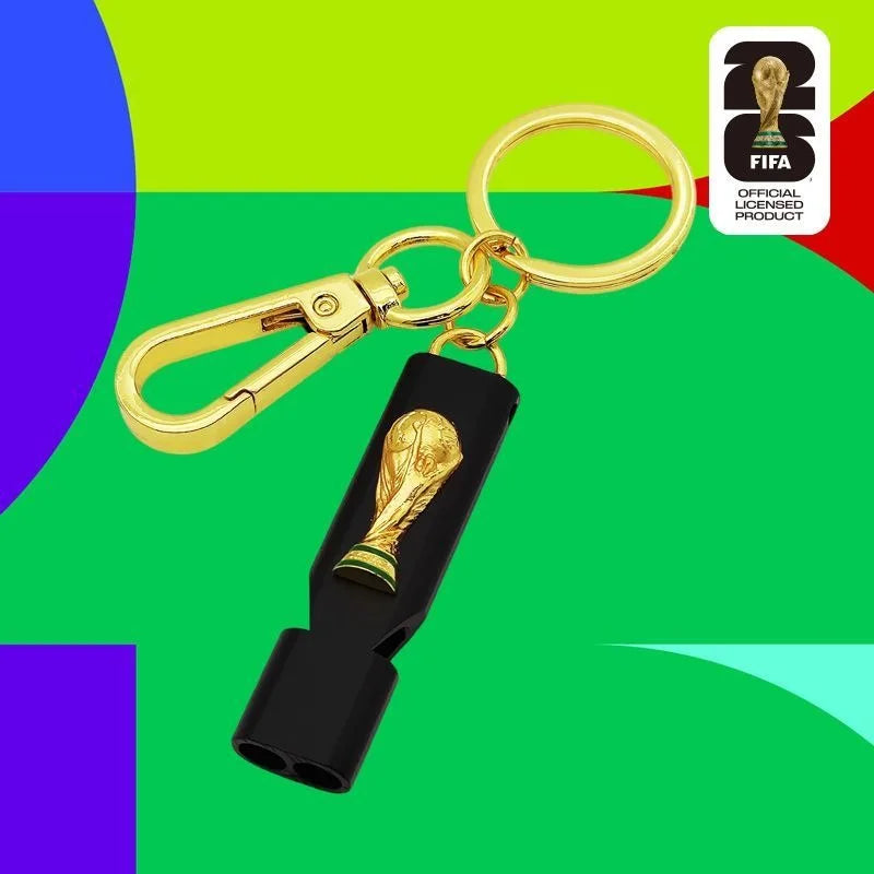 Official Licensed FIFA 2026 World Cup 2.5D Trophy Whistle Keychain USA Canada Mexico Football Fans Souvenir