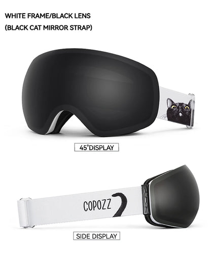 Frameless Anti-Fog Ski Goggles Night Lens Box Set 100% UV400 Protection Ski Snowboard Anti-Slip Strap Snow Goggles for Men Women