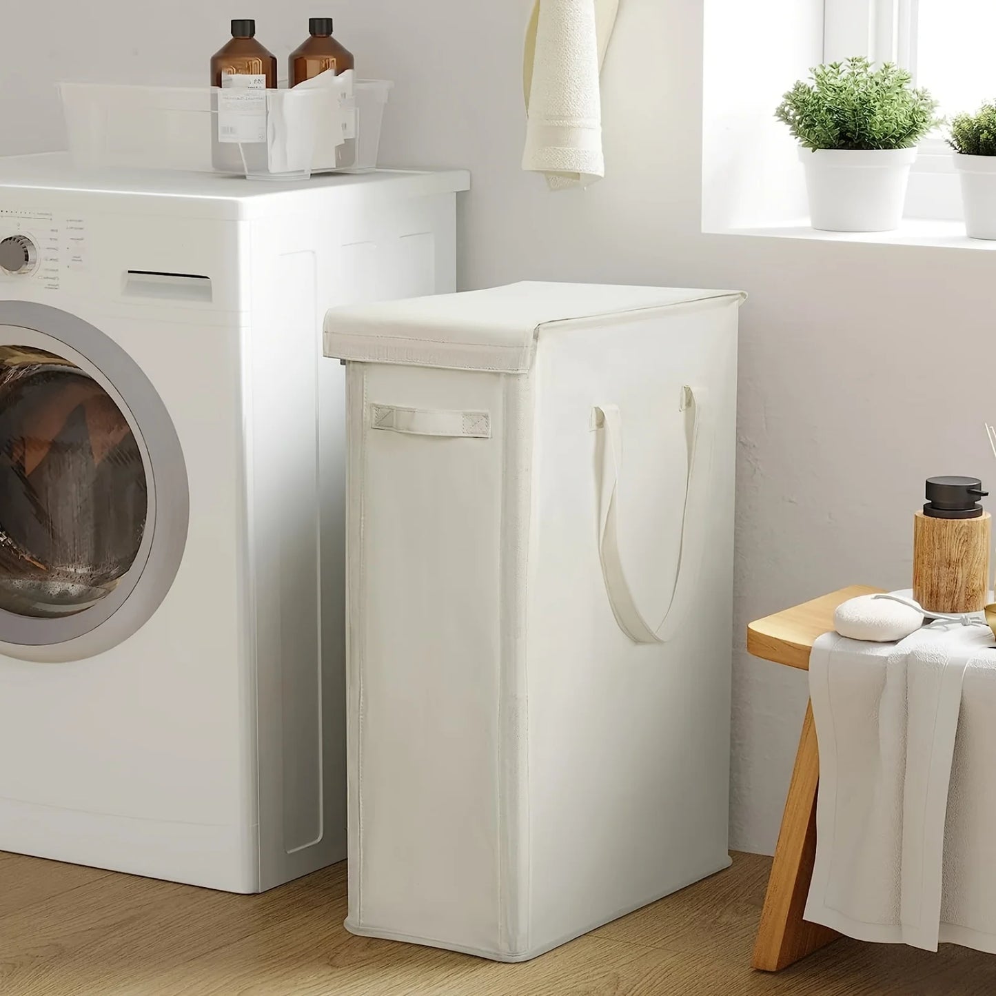 1PC Laundry Basket With Wheels And Lid,Closed Laundry Hamper,Suitable For Bedrooms,Bathtubs,Laundry,Dormitories