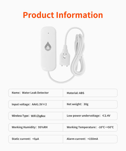 Tuya WiFi/Zigbee Water Sensor Underground Water Level Leak Detector Smart Home Security APP Remote Monitor Security Protection