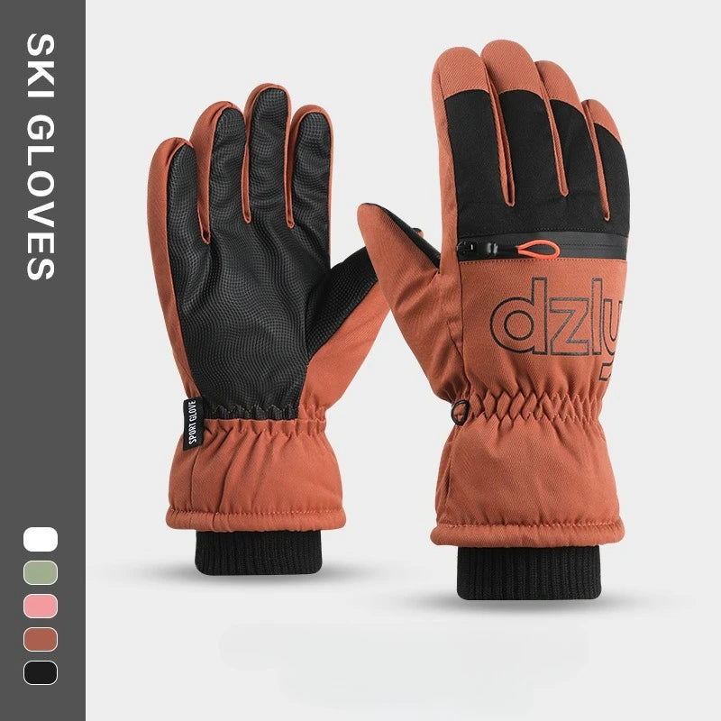 Winter Ski Gloves Fleece-lined Thickened Outdoor Riding Waterproof Windproof Non-slip Touchscreen Warm Gloves for Men and Women