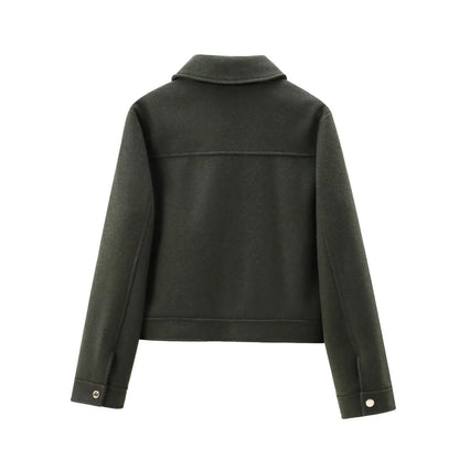 Women's Zipper Jacket Coat New Winter Long Sleeve Pocket Outerwear Coat Short Street Elegant Women's Jacket
