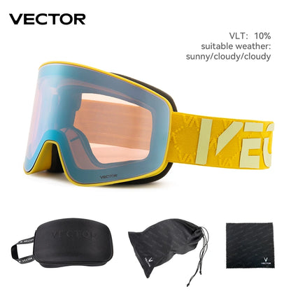 VECTOR Brand Double Layer Anti Fog Magnetic Absorption Cylindrical Ski Goggles UV400 Men Women Ski Glasses Snowboard poc glasses