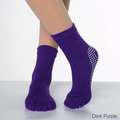 Women Colorful Yoga Socks Non-Slip Ladies Dance Socks Cotton Healthy Sports Five-toed Socks