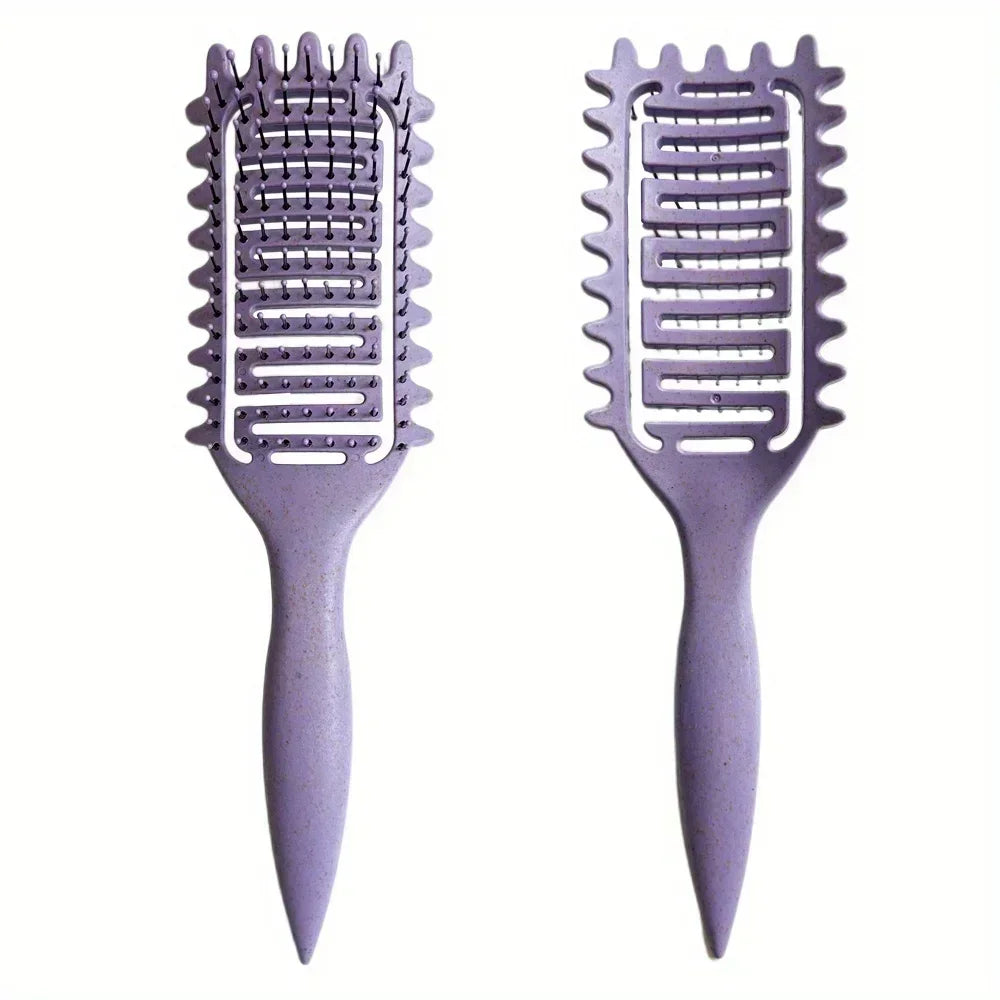 3 in 1 Curl Define Styling Brush Hollow Out Detangling Hair Brush Tangled Hair Comb