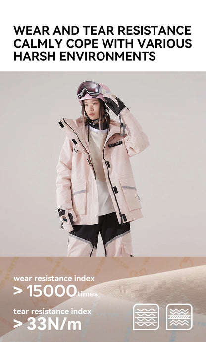 VECTOR Brand Men Women Ski Jacket Winter Warm Windproof Waterproof Ski Suit Outdoor Sports Snowboard Coat Splicing double plate