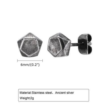 Retro Grey Stud Earrings for Men Boys,Anti Allergy Stainless Steel Ear Studs,Rock Punk Jewelry Anniversary Birthday Gifts