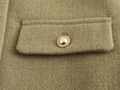 TRAF 2024 Cropped Tweed Jacket Woman Coat Button Long Sleeve Elegant Jackets For Women Short Coats Fashion New In Outerwears
