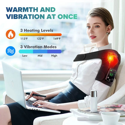 Electric Heating Shoulder Brace LED Display Vibration Shoulder Massage Support Belt Strap For Joint Brace Care Muscle Relaxation