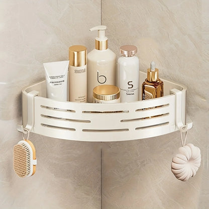 Space Corner Shower Shelf, No-Drill Wall-Mounted Bathroom Organizer, Triangular Design for Shampoo, Conditioner, and Soap Storag