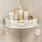 Space Corner Shower Shelf, No-Drill Wall-Mounted Bathroom Organizer, Triangular Design for Shampoo, Conditioner, and Soap Storag
