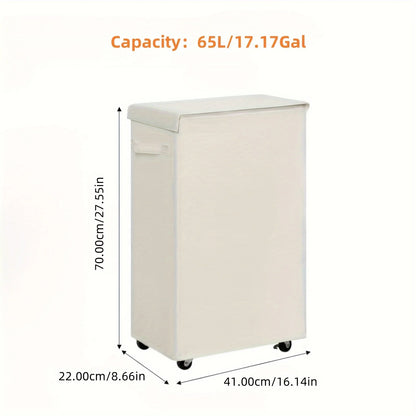 1PC Laundry Basket With Wheels And Lid,Closed Laundry Hamper,Suitable For Bedrooms,Bathtubs,Laundry,Dormitories